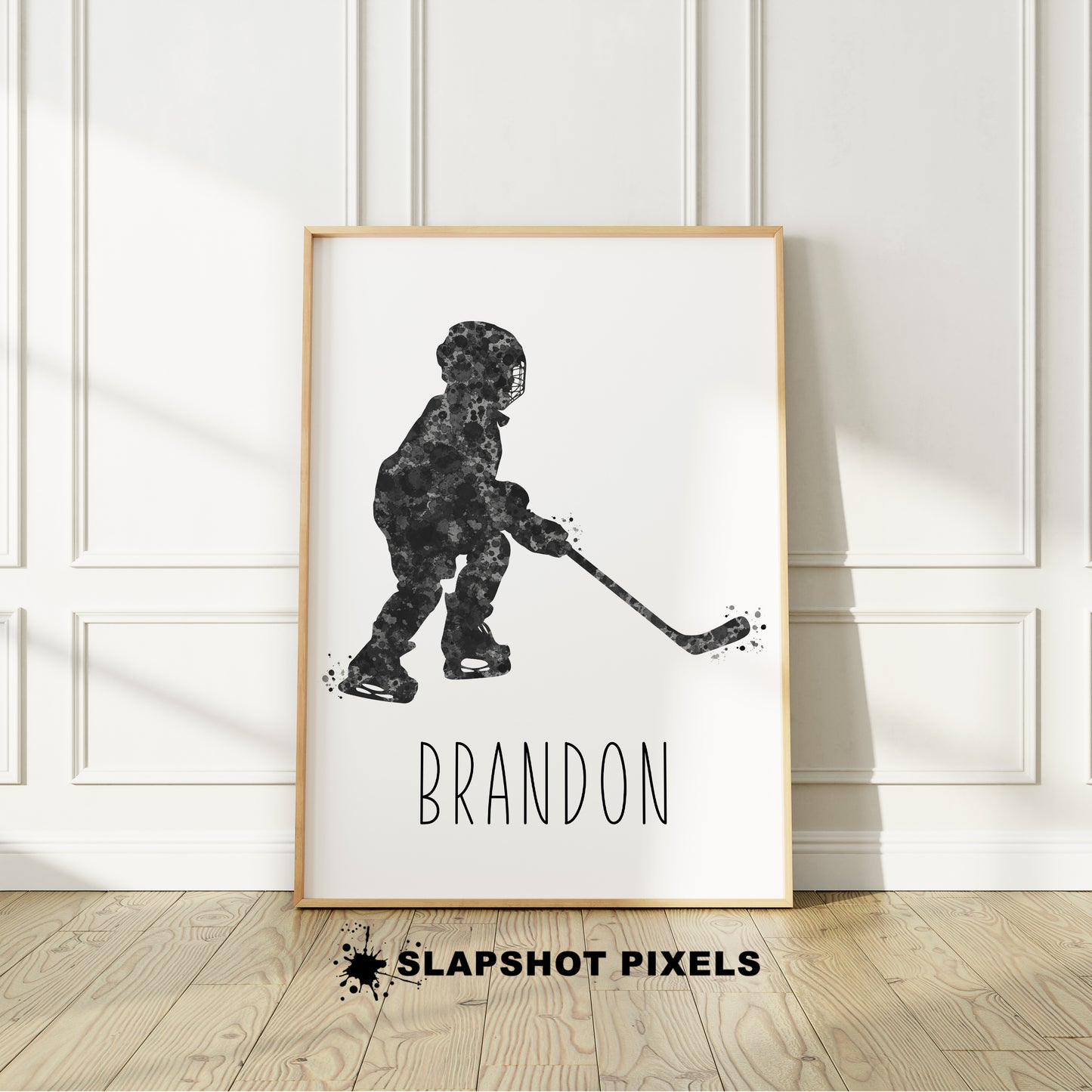 Personalized Kids Hockey Poster - Black