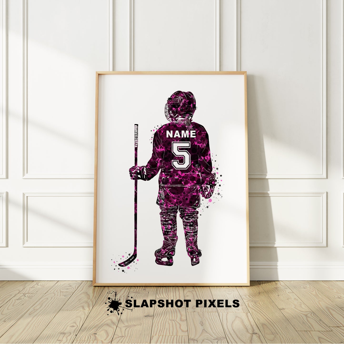 Personalized Hockey Poster - Little Girl Player Hockey Gifts For Girls - HB40