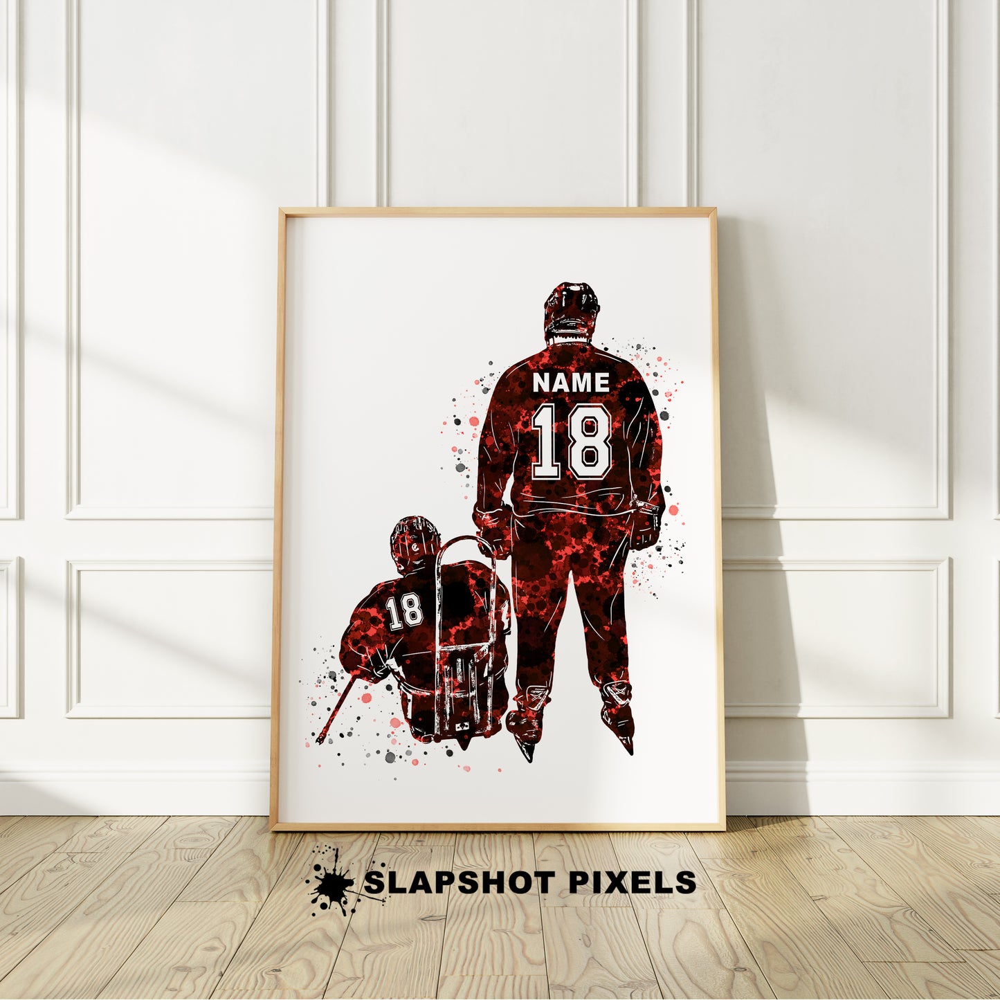 Personalized Sledge Hockey Poster With Pusher - Para Hockey Gifts For Boys - HB36